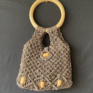 70s style macrame handbag